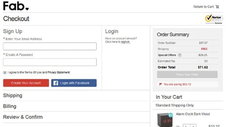 This image shows a common e-commerce website checkout.
