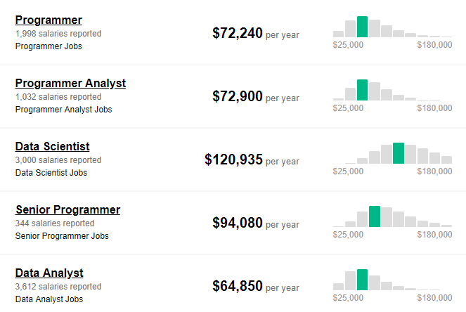 average salary of r programmers